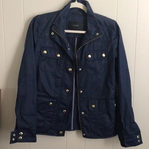 J Crew Navy Resin-Coated Twill Jacket